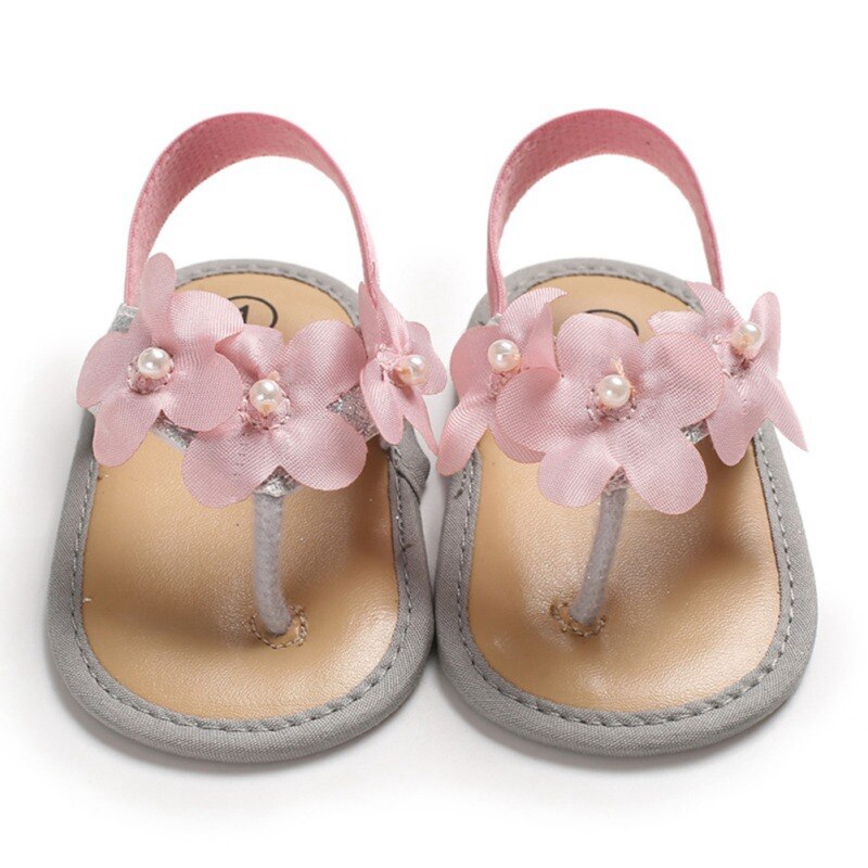 Baby Girls Pink Flower Sandal Summer Cute Floral Princess Style Breathable Non-slip Soft Bottom Cack Shoes 0-18M