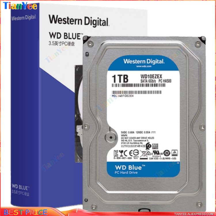 W. D. 1Tb Blauw/Western Data Wd10ezex 1T Desktop 3.5 'Inch Harde Schijf Western. Digitale 1 Tb Enkele Schijf Blauw Disk 64M Harde Schijf
