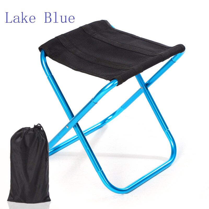 Folde lille skammel bænk skammel bærbar udendørs hoppe ultra let metro tog rejse picnic camping fiske stol foldbar: Blå stol