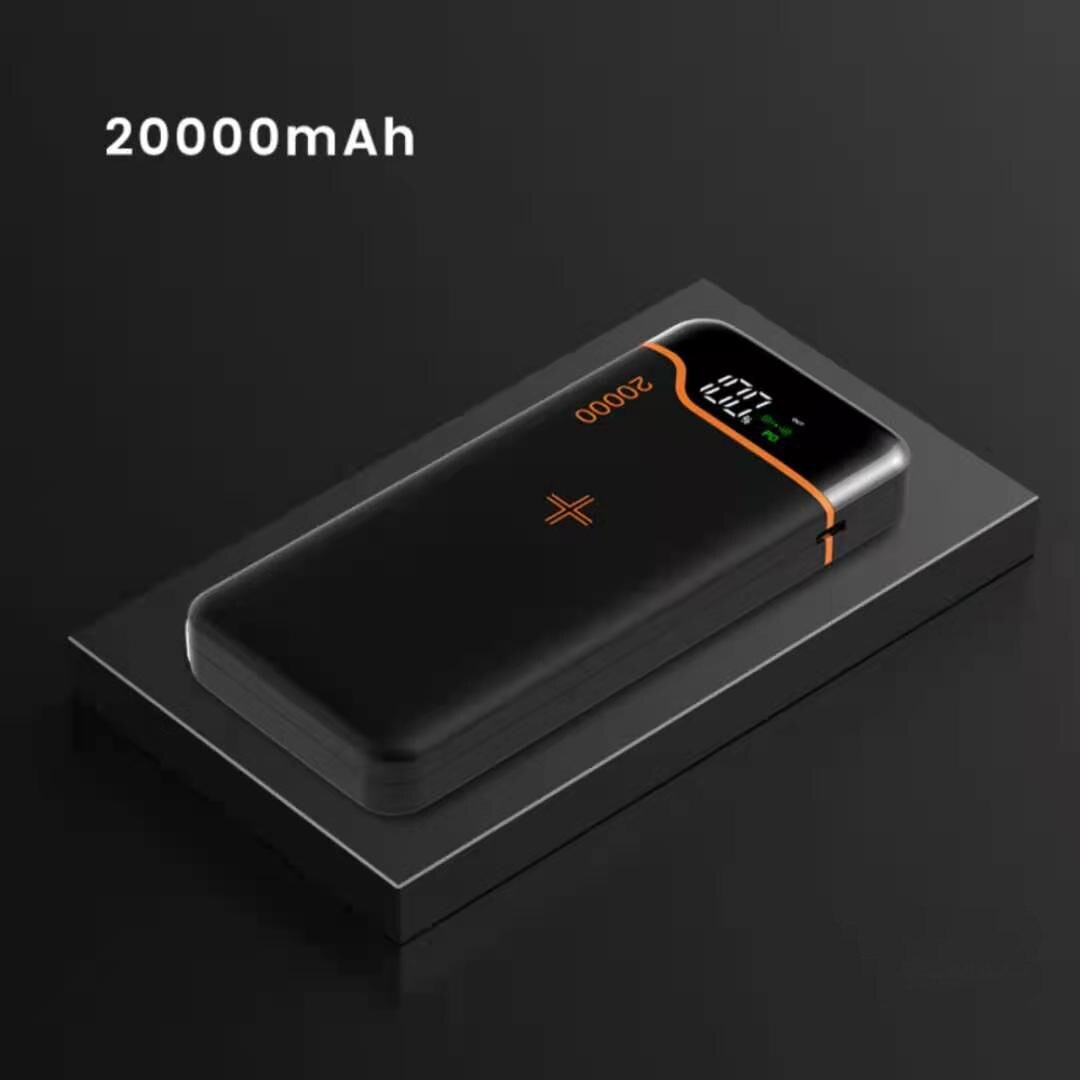 Powerbank 20000 mah super hurtig opladning 22.5w/ trådløs 15w mobil power  pd18w mobiltelefon ekstern batterioplader til xiaomi: Sort 20000 mah