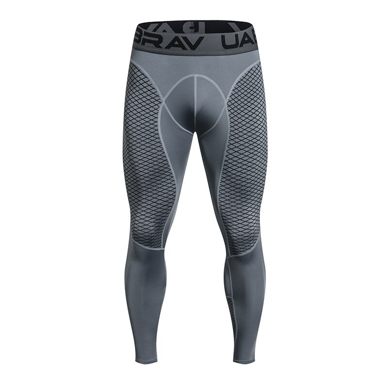 Compresión hombres Running Tights gimnasio deportes Leggings de secado rápido Fitness ropa deportiva pantalones largos pantalones ajustados Hombre: Gris / S