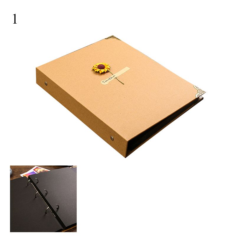 DIY Viscose Photo Album Vintage Sun Flower Photo Album Kraft Paper Photo Album Sticky Photo Album Durable Retro home Photo Album: 1