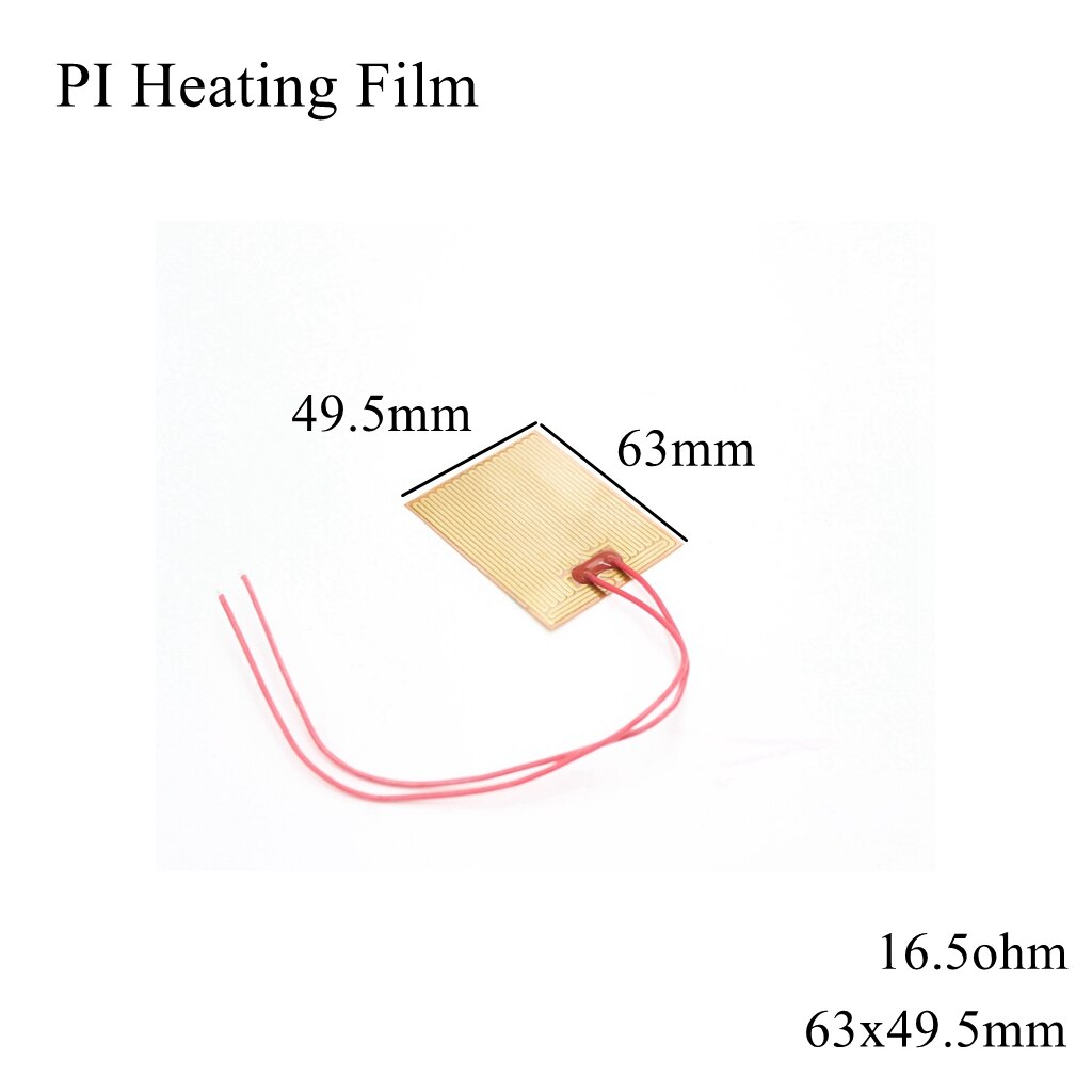 Film chauffant électrique 60x13mm, 5V 12V 24V 110V 220V PI, Film adhésif Polyimide, plaque chauffante électrique, tapis de panneau, feuille de carburant, huile moteur réservoir: 63x49.5mm