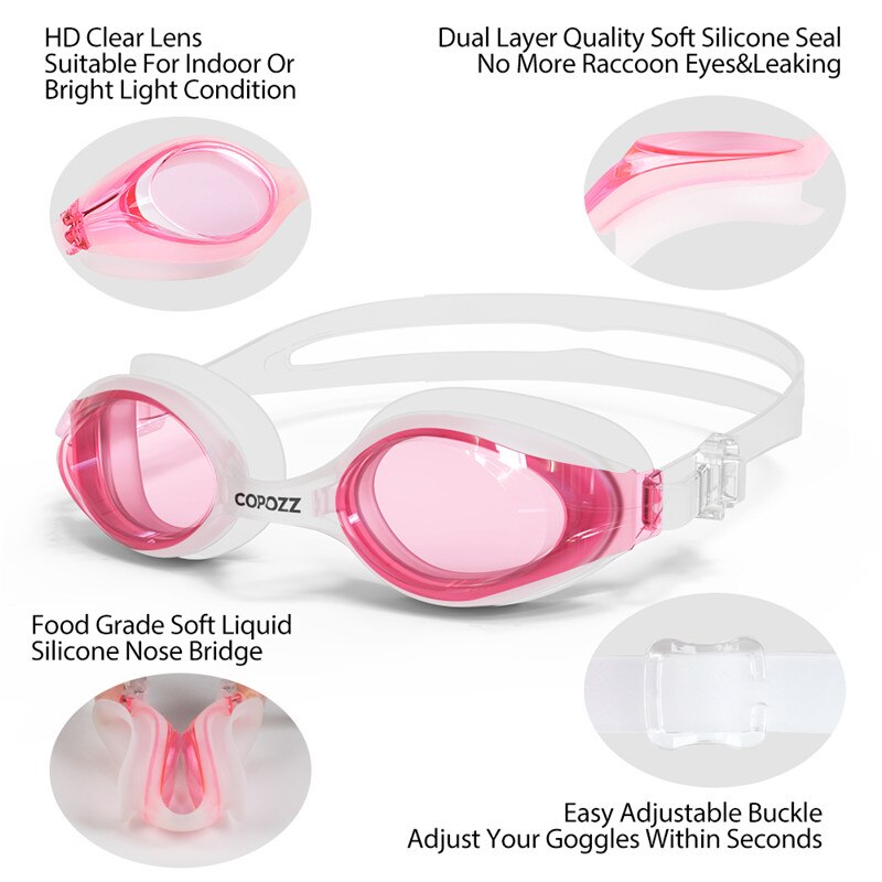 Copozz Professionele Zwembril Anti Fog Lek Uv-bescherming Swim Eyewear Verstelbare Volwassen Zwembril Mannen Vrouwen Eyewear
