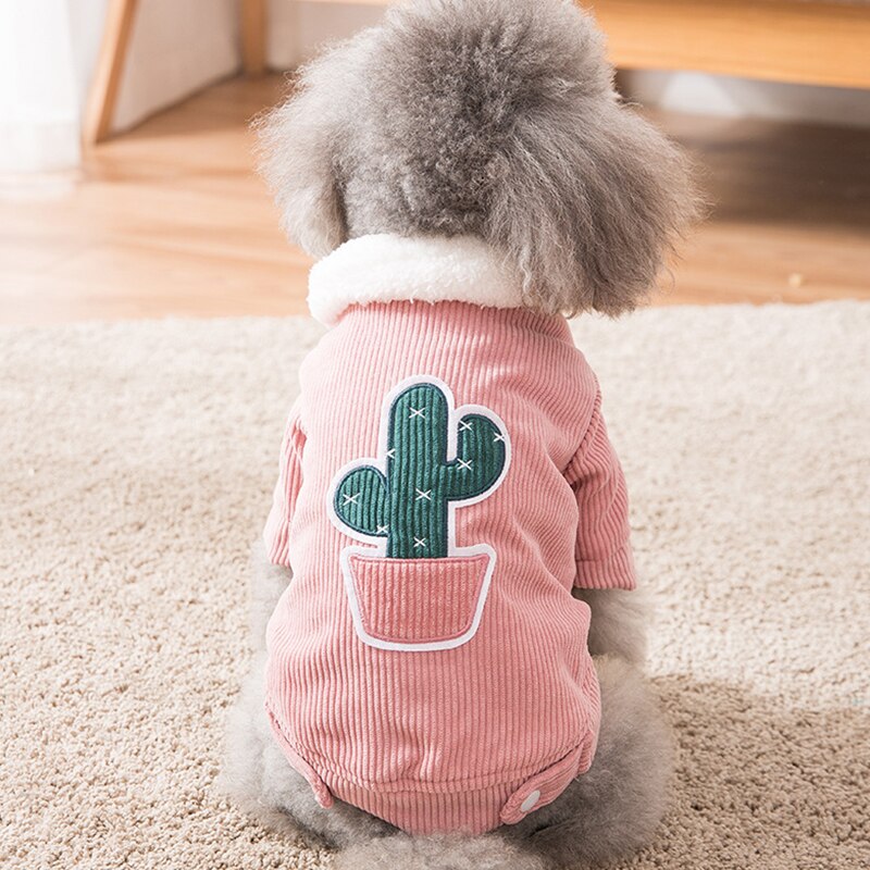 Cute Cactus Pet Clothes Dog Coat Jacket for Dogs Costume Winter Warm Dog Clothes Corduroy Dogs Pets Clothing for Dogs