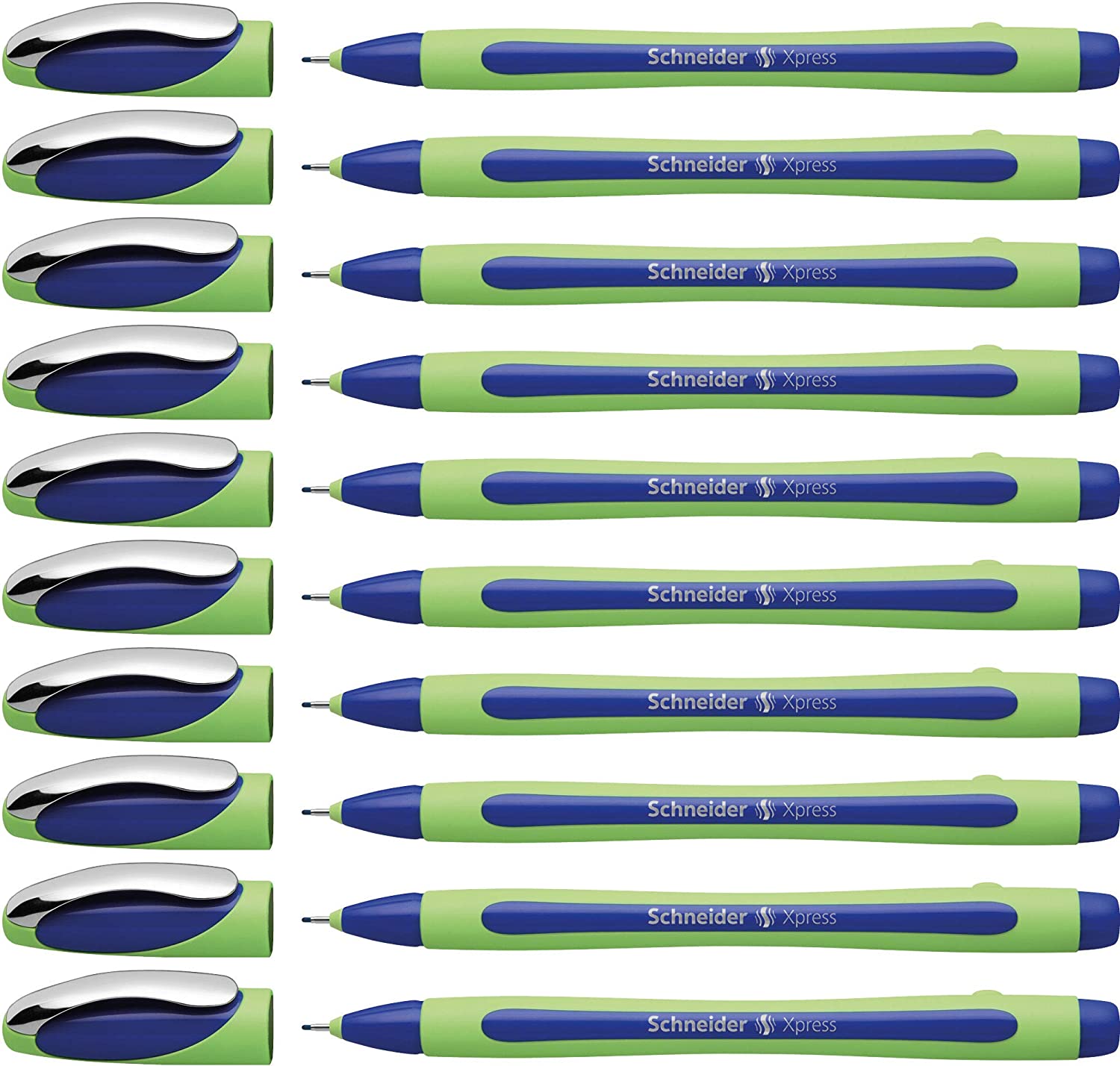 Schneider Xpress Fineliner 0.8mm Porous Point Pen, Blue, Signature Pen, Box of 10: Blue-Box of 10