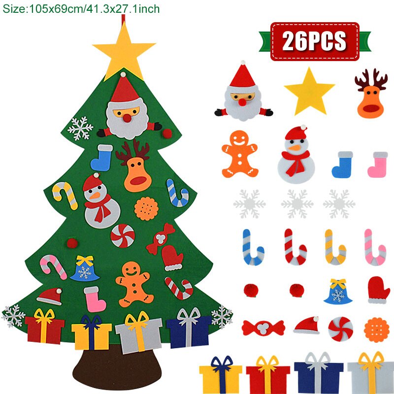 Børn gør-det-selv filt juletræ julepynt til hjemmet navidad år julepynt julemand juletræ: D -26 stk ornamenter