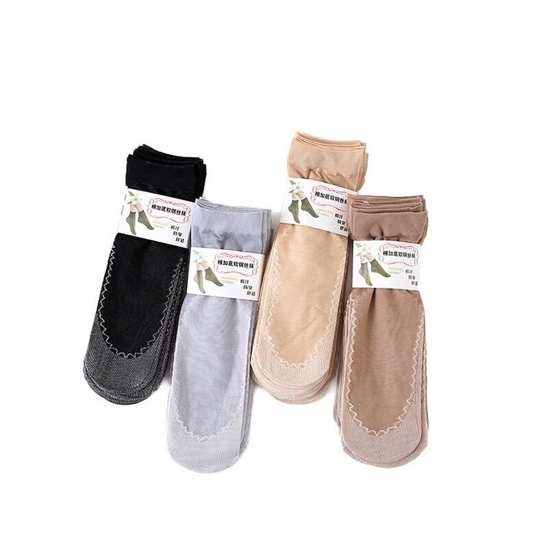 Calcetines suaves antideslizantes para mujer, medias de empalme de fondo transparente, transpirables, de seda fina, para primavera y verano, 10 pares