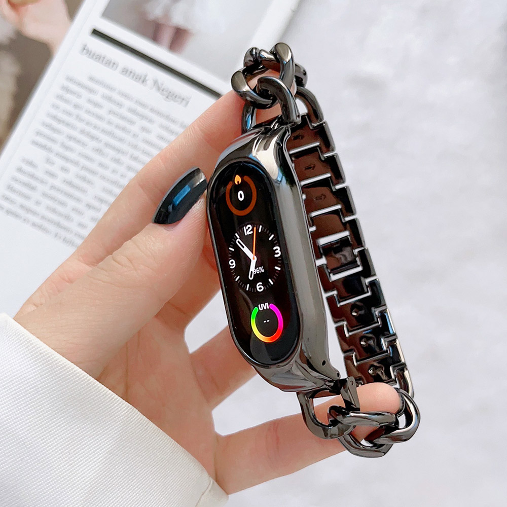 Roségoldenes Armbinde für Mi Band 7, Bänder, Zubehör, Armbinde für Xiaomi Mi Band 6, 5, 4, 3, Ersatzarmband aus Metalllegierung, Herren und Damen