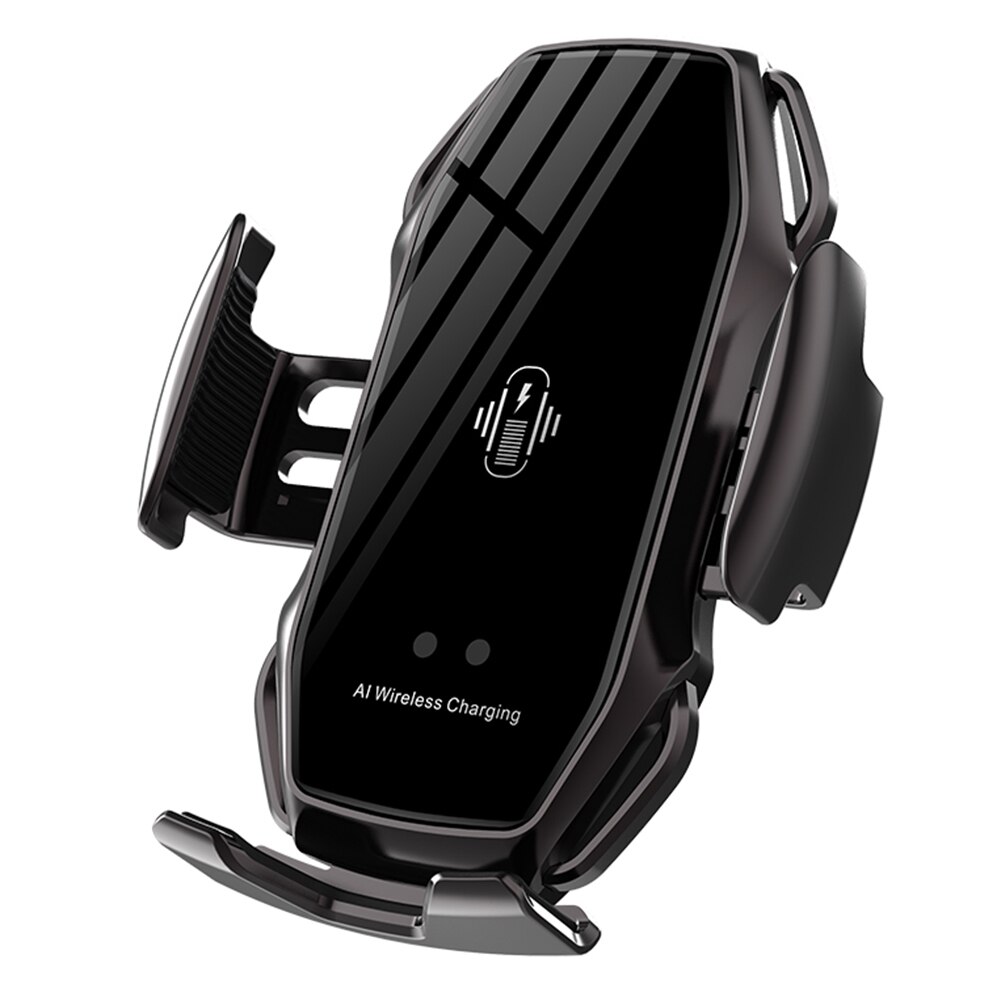 15w universele auto draadloze oplader telefoonhouder snellader 360 graden rotatie oplaadbeugel voor smartphones: B zwart
