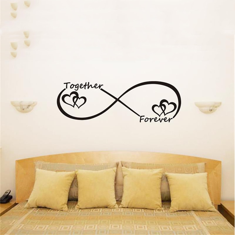 Tofok Together Forever Love Heart Romantic Quotes Wall Sticker For Bedroom Living Room Wallpaper Art Mural Decal Home Decoration