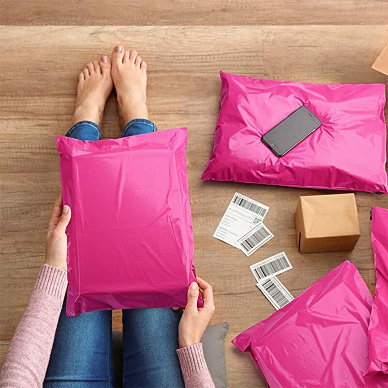 Emballage Postal en Poly-adhésif, rose 50pcs, sac Postal à colle auto-adhésive, sacs , rangement de courrier, sacs d'expédition
