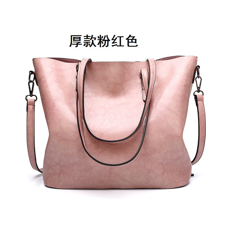 De Dame Handtas Dames Olie Mode Schouder Tas: Pink