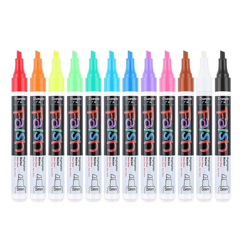 12 colores 6mm punta oblicua resaltador líquido tiza rotuladores para LED tablero de escritura vidrio ventana arte pintura