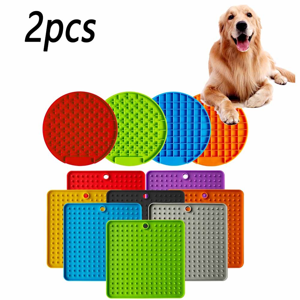 2 pièces Lickimat Bol pour Chiens Pet Gamelle Pour Ingestion Lente L'anxiété Chien Alimentaire Conteneur Silicone Lécher Tapis Pour chats Produits D'alimentation pour Accessoires