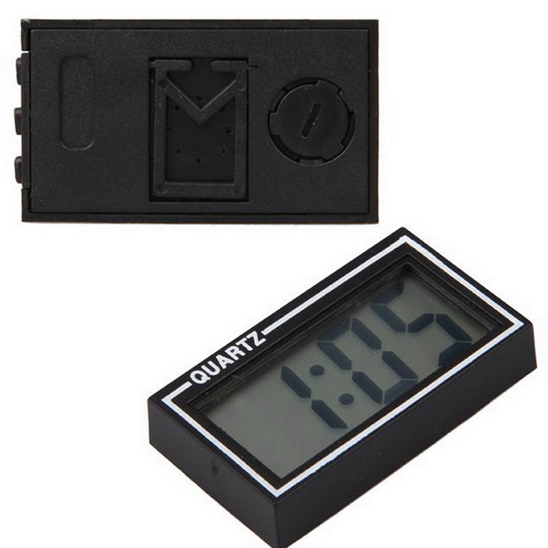 Kleine Zelfklevende Auto Bureauklok Elektronische Horloge Meters Digitale Lcd-scherm Dunne Elektronische Klok Met Lijm Pad Datum tijd