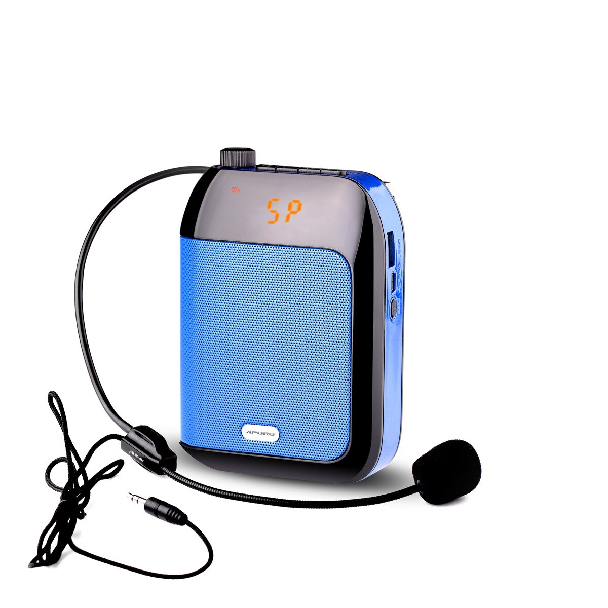 15w kablet megafon bærbar stemmeforstærker bærbar headset mikrofon 2400 mah big power musikafspiller til undervisning: Blå