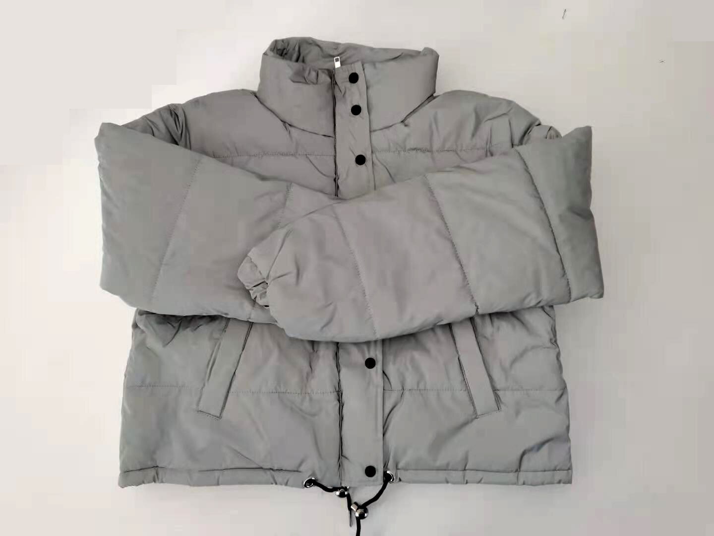 GLWOW, abrigo reflectante de Invierno para Mujer, , Parkas cálidas con capucha, Chaqueta corta femenina de , ropa, Chaqueta, Chaqueta de Mujer gris: short coat / L