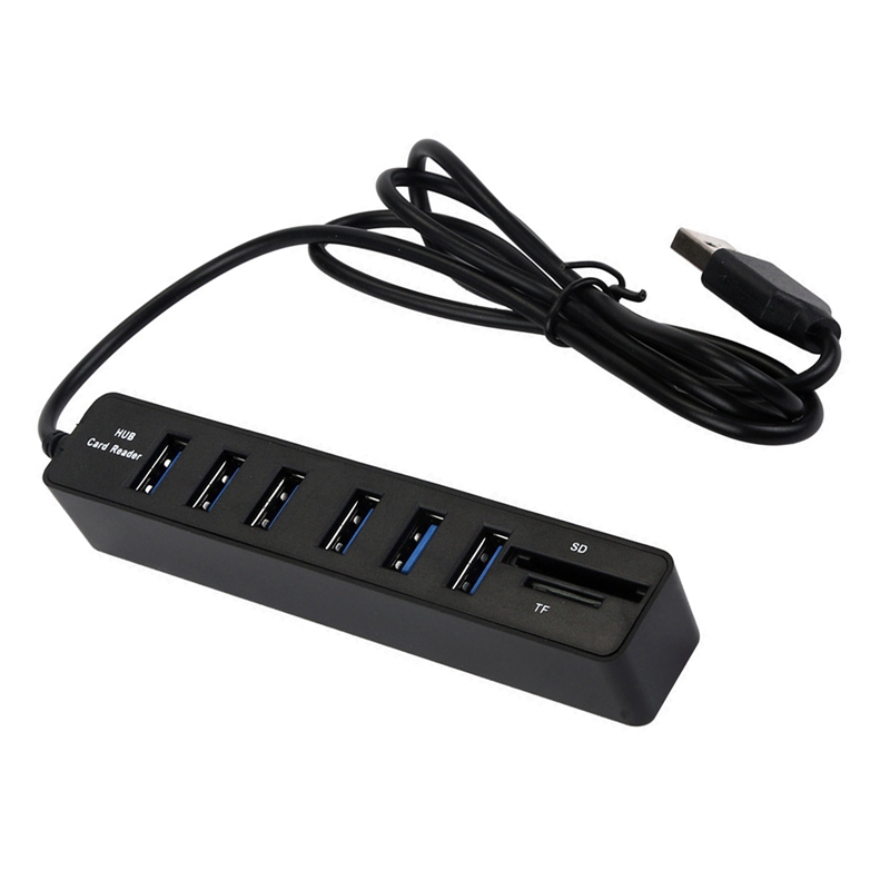 -USB Hub Usb Splitter 6-Port Hub Usb 2.0 Hub + Sd + Tf Card Multifunctionele Kaart reader Voor Mac Pro/Mini Imac Ps4 Oppervlak Pro