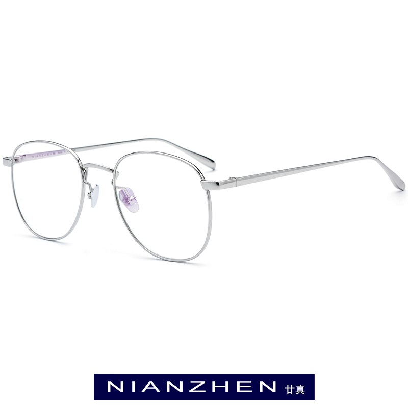 Pure Titanium Brilmontuur Mannen Retro Ronde Bijziendheid Optische Brillenglazen Frames Vrouwen Retro Pilot Koreaanse Eyewear: Zilver