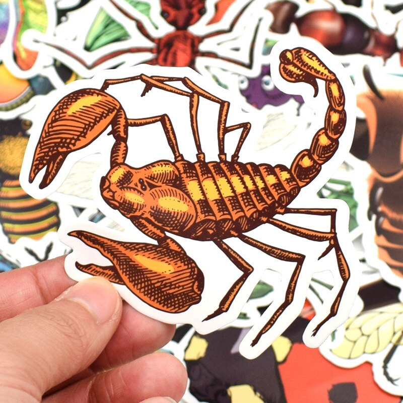 Pegatina de insectos de la naturaleza, calcomanías de mariposa y hormiga para aprendizaje temprano, para Skateboard, Maleta, portátil, cuaderno, 50 Uds.