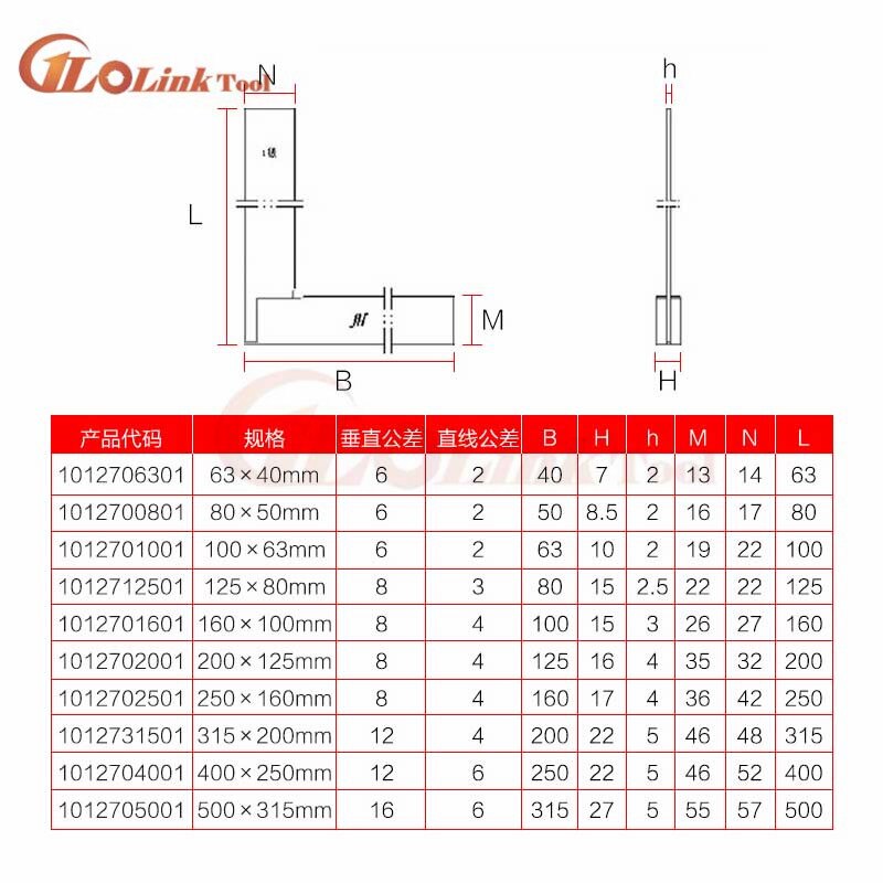 Règle à Angle droit de 90 degrés, 63x40mm, 160x100mm, machiniste, règle à Angle droit en acier trempé, rectifiée avec précision