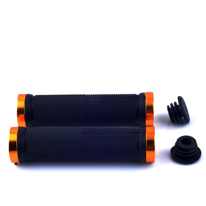 Convenient Durable 1 Pair Double Lock On Locking Mountain BMX Bike Bicycle Cycling Handle Bar Grips#259747: Gold
