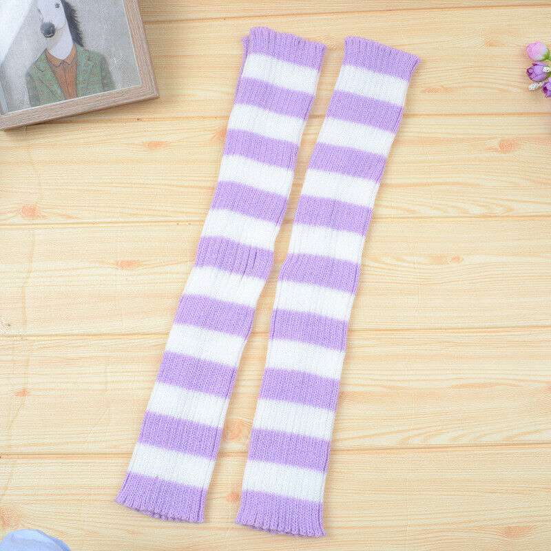 Calentadores de piernas de estilo gótico para mujer, medias de punto cálidas y sueltas, estilo Punk, con rayas japonesas, Lolita, cubierta de calentar los pies