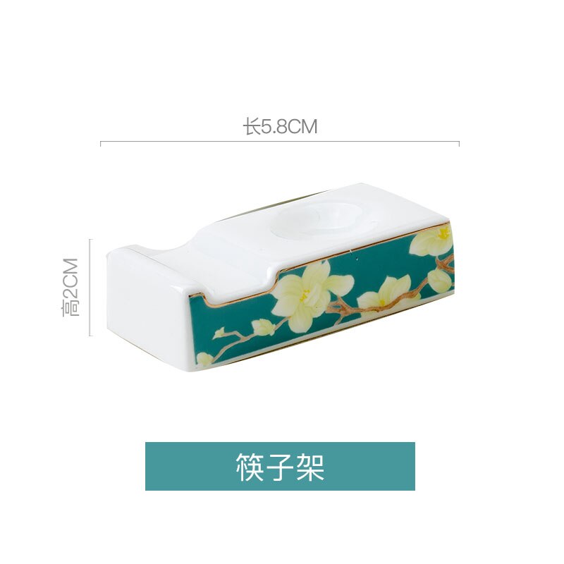 Chinese Style Ceramic Tableware Set Bone China Dinner Set Rice Bowl Steak Plate Soup Spoon and Pot Dish and Plate Combination: chopsticks holder