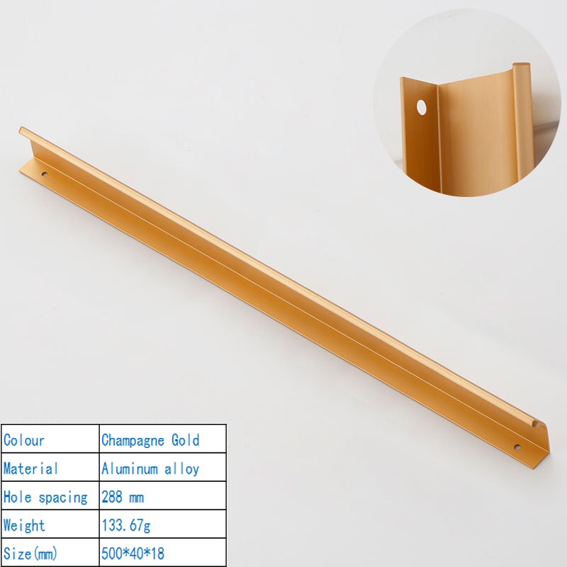 Poignées murales modernes et simples pour tiroirs, avec boucle de meubles décoratifs américains, haut de gamme: Gold 6814-440mm