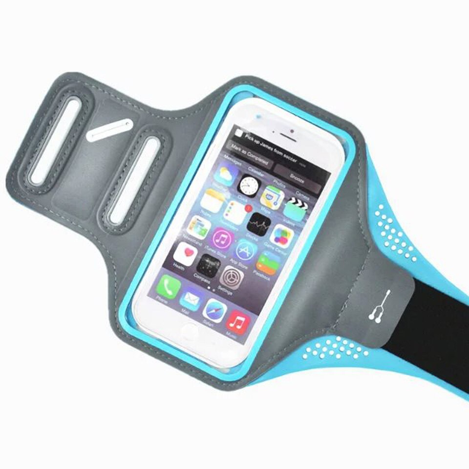 6.2 "En Cours D'exécution Sport Brassard Pochette Pour Samsung Galaxy S10 Plus S9 S8 S7 Bord A10 A20 A30 50 M30 M20 M10 coques de téléphone Housse En Nylon: SkyBlue 2