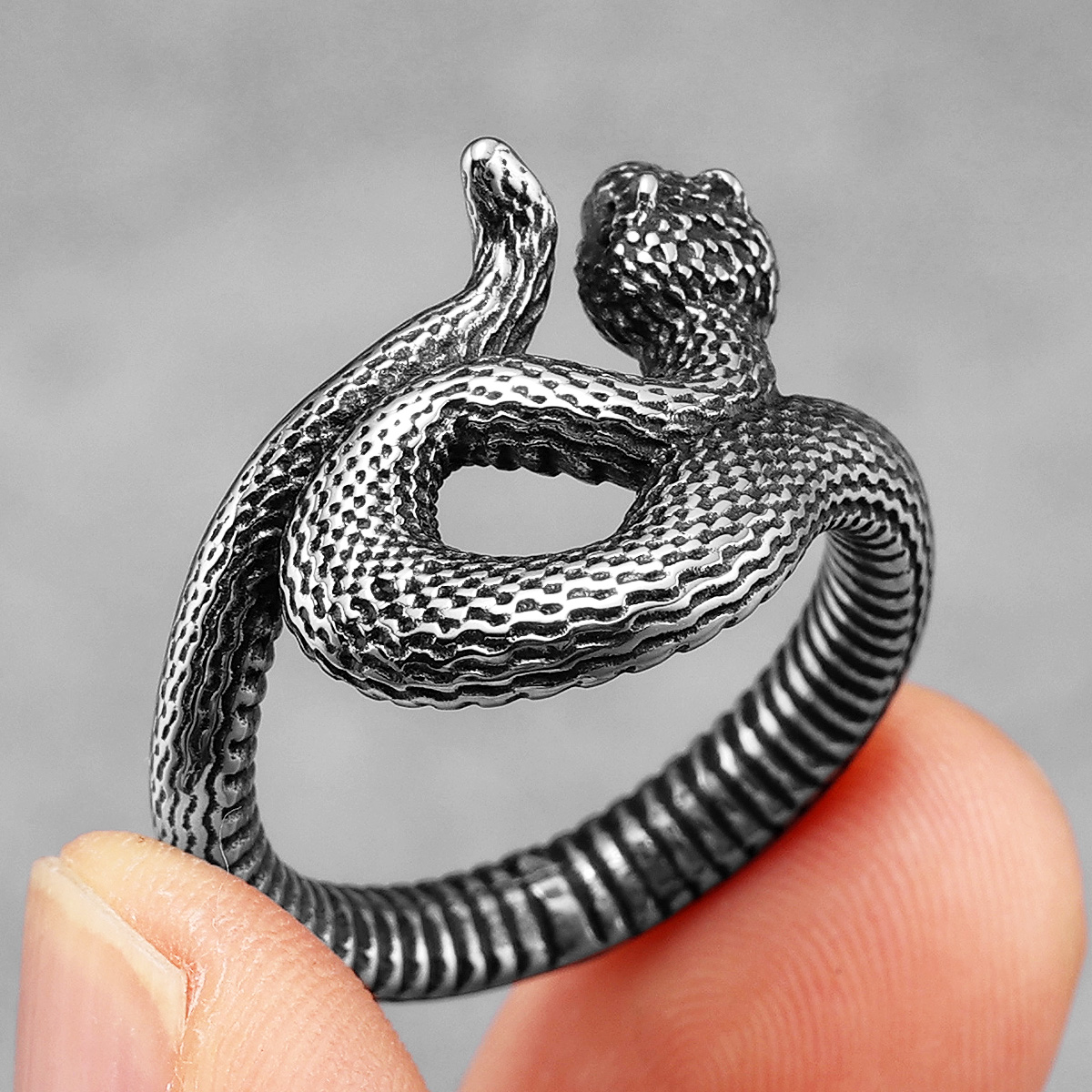 Anillos de acero inoxidable para hombre, Viper Animal, serpiente, Punk, para mujer, joyería de para motorista, de Halloween,