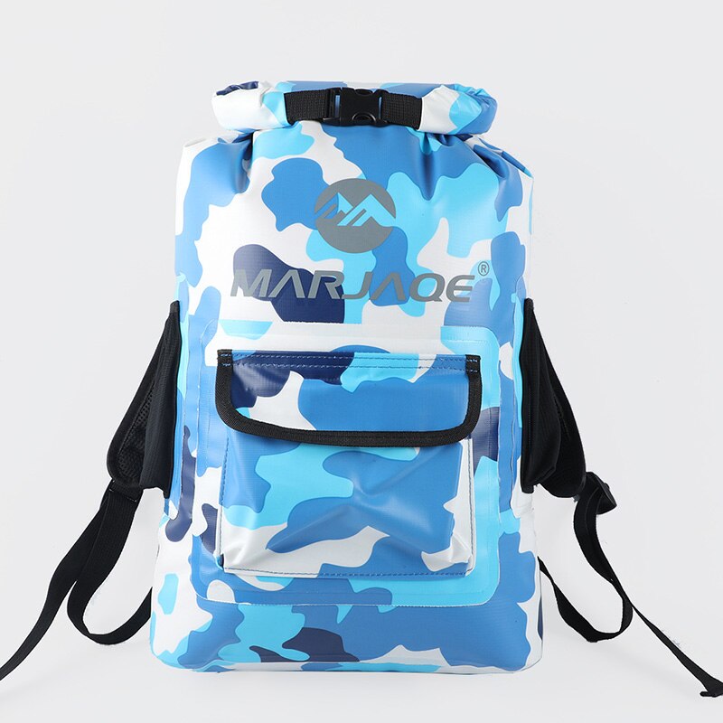 estilo RollTop mochila impermeable 22L arriba bolsa hermética 0,55 MM 500D Lona de PVC acolchado doble correas de hombro