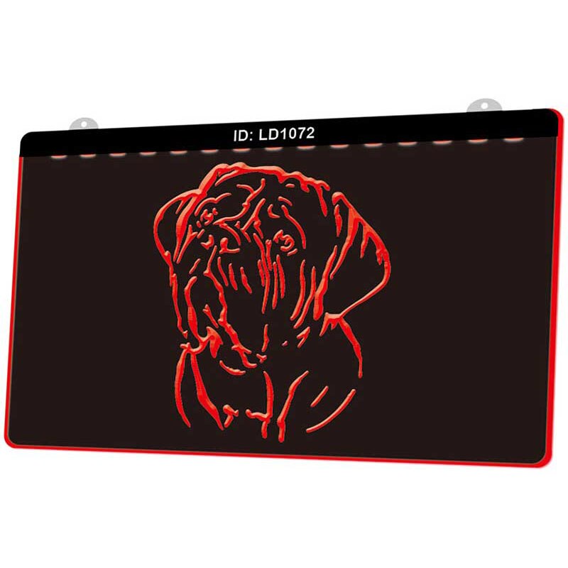 Ld1072 honden 3d graveerbare led-lichtborden meerdere kleuren gratis verkoop
