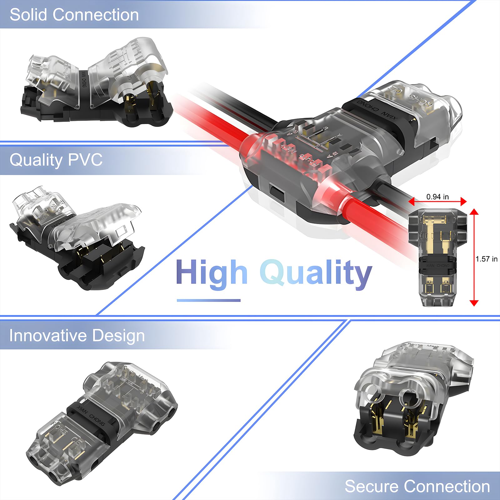 10 stück /20 geeignet für 14-20 awg lötfreie, drahtlose schnellverbinder, abzweigverbinder, 3- -wege- 2-- pin-niederspannungsverbinder