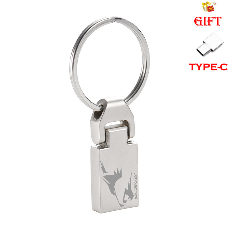 JASTER Mini Metal USB Flash Drives 64GB Silver Key Chain Pen Drive 32GB TYPE-C Adapters Memory Stick 16GB Multifunction Pendrive: WHITE / 50GB