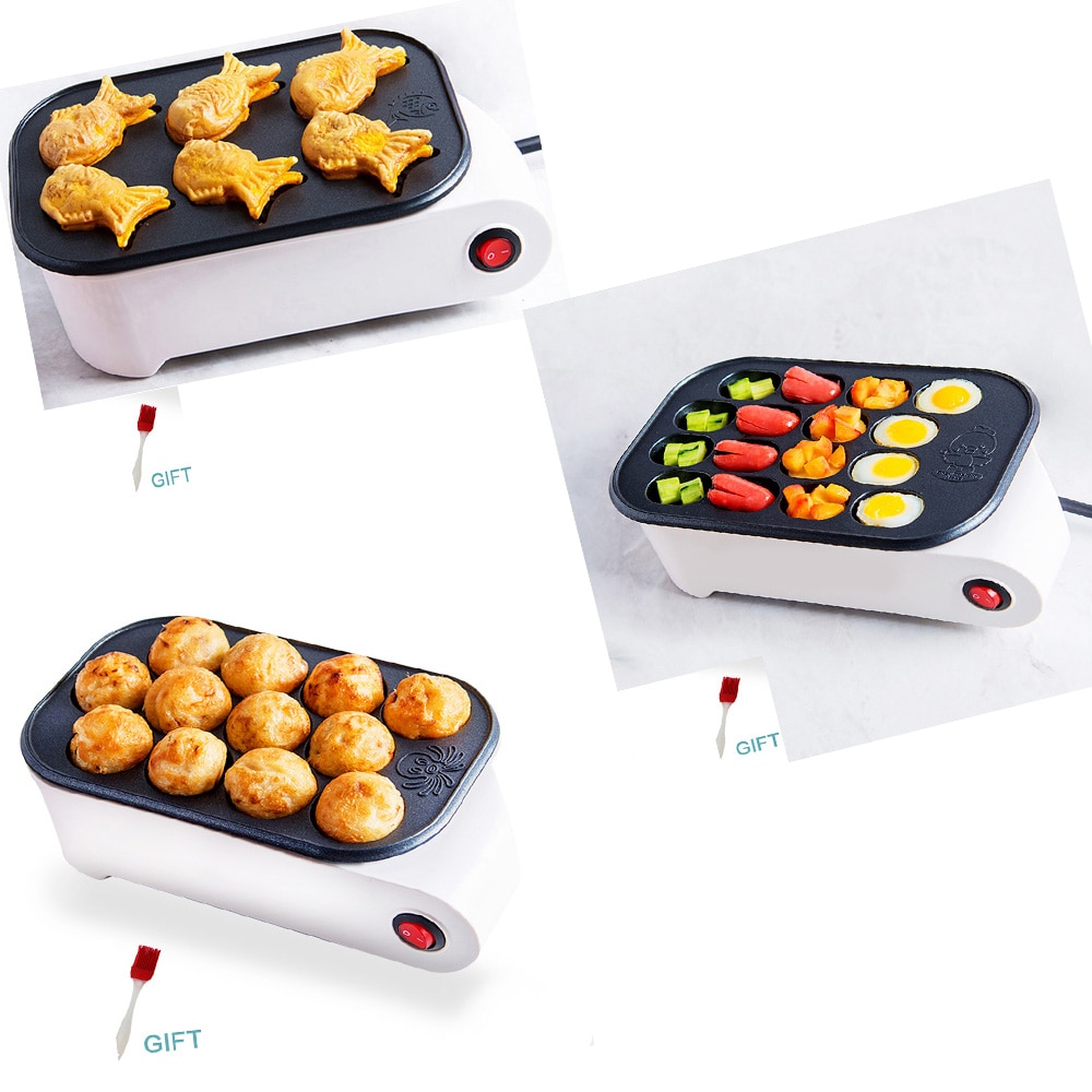 Octopus Bal Maker Takoyaki Bakpan Elektrische Taiyaki Machine Worst Hotdog Eieren Omelet Grill Japanse Vis-Vorm Cake Oven