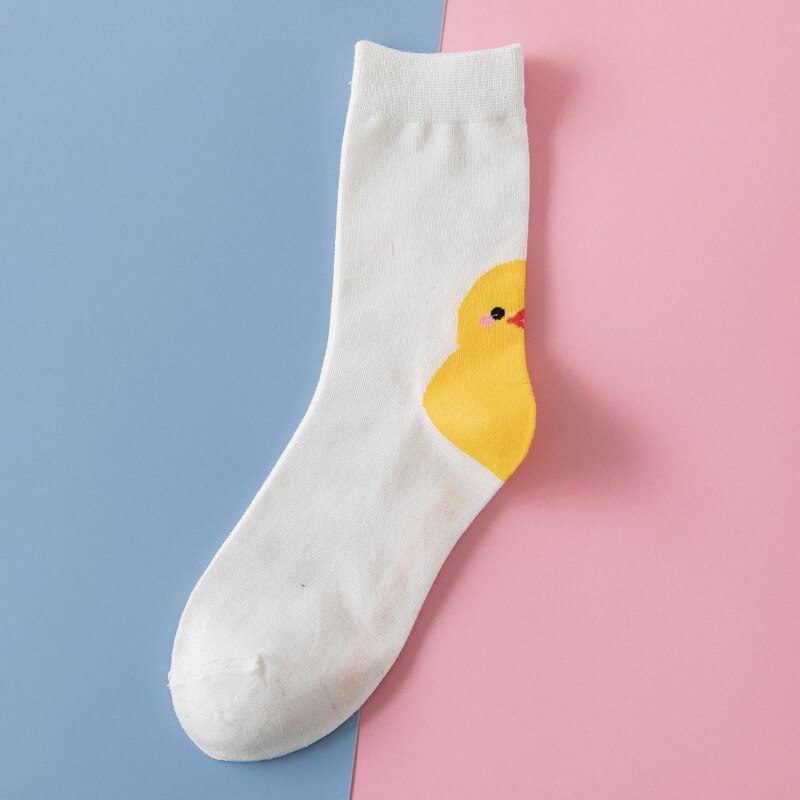 Forår og sommer instagram unisex sokker stil tegneserie dyr kvinder & #39 ;s tube sokker chick søde sokker  eu 35-43 str.: C3