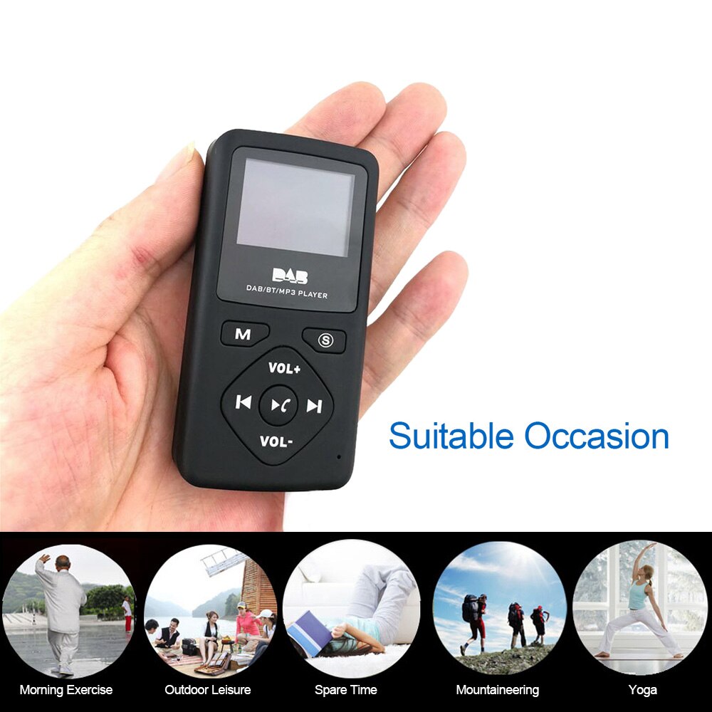 Reproductor Multimedia portátil de bolsillo DAB/DAB +/FM, receptor de Radio con auriculares, pantalla LCD, reproductor Multimedia recargable