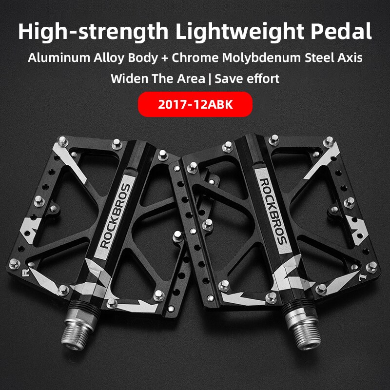 ROCKBROS Mountain Bike Bicycle Pedals Cycling Ultralight Aluminium Alloy 4 Bearings MTB Pedals Bicicleta Bike Pedals Flat BMX: 2017-12ABK