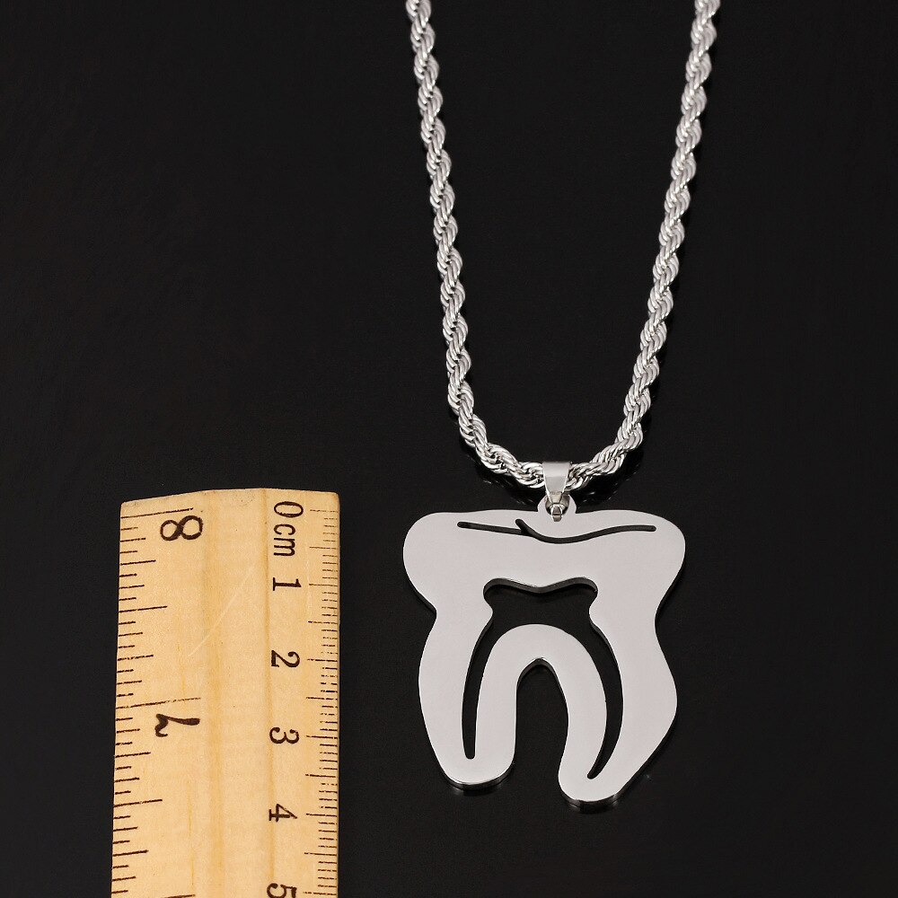 1Pc Zilveren Mode Creatieve Leuke Tandheelkundige Tand Ketting Hanger Rvs Ketting Mode-sieraden Voor Vrouwen Mannen Tandarts