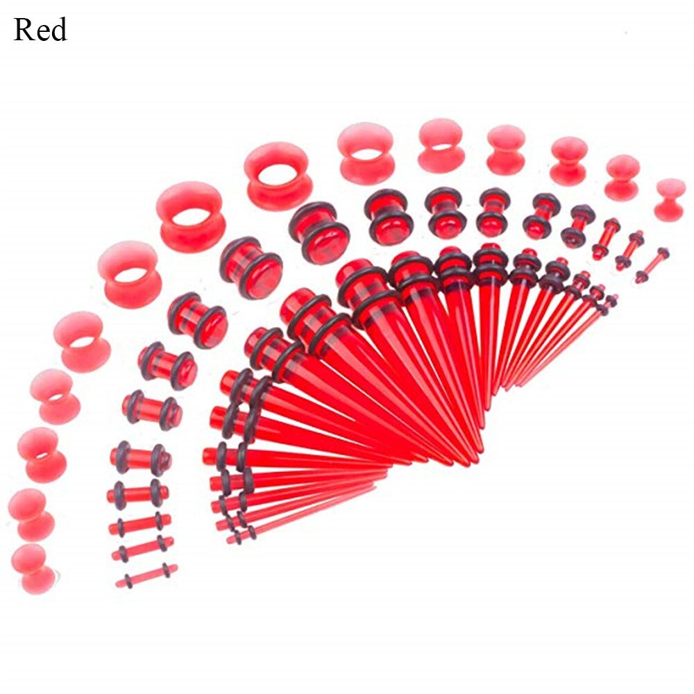 Acryl Oor Gauge Doorstoken Oorbellen Taper En Plug Stretching Kits Gemengde Kleur Oor Flesh Tunnel Uitbreiding Body Piercing Sieraden: red