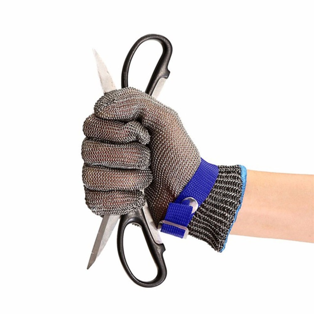 1PC Stainless steel Fishing gloves grade 5 steel wire plus PE steel ring iron Safety Cut Proof Stab Resistant Metal Mesh