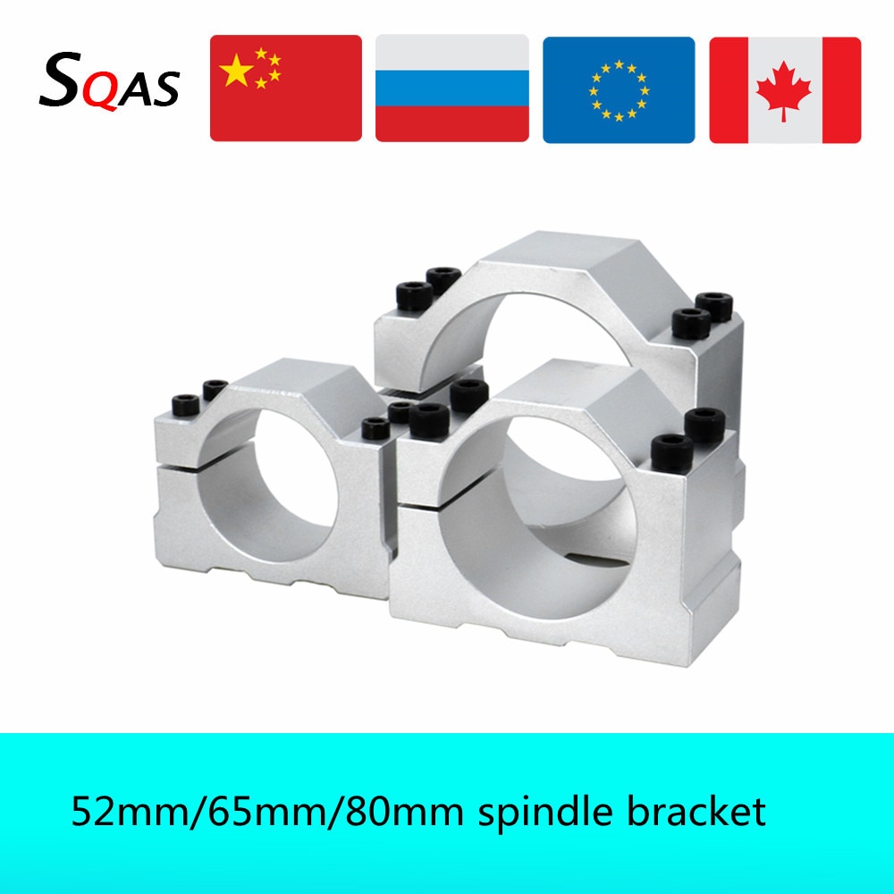 CNC spindle bracket diameter 52mm 65mm 80mm Aluminum alloy spindle clamp with 4 pcs Mounting screws for CNC part