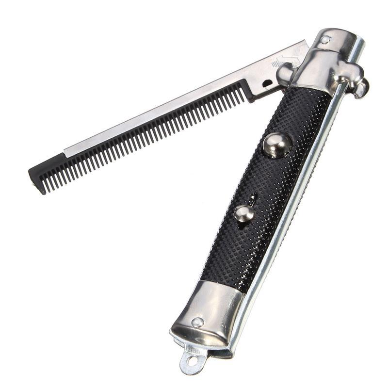 1pc aço inoxidável pente de cabelo beleza dobrável pente de barba pente de cabelo escova ferramentas de estilo de cabelo interruptor pentes para homens estilo de cabelo