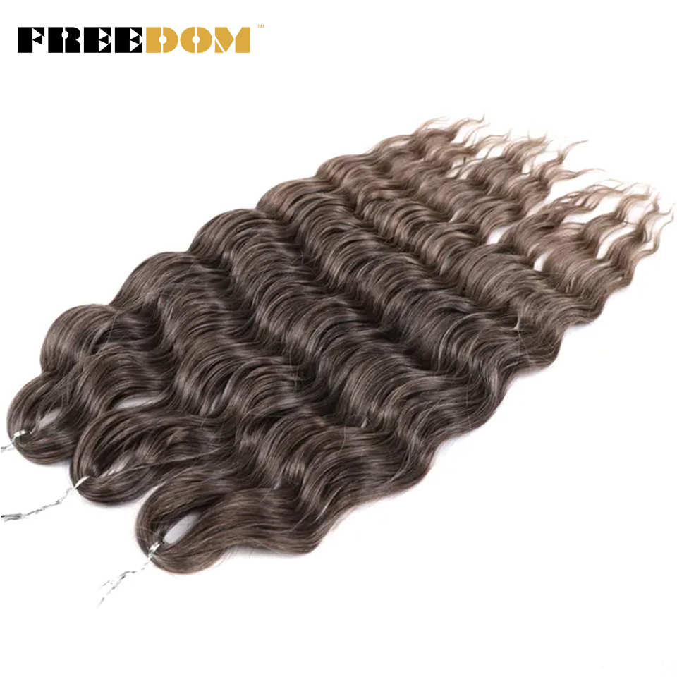 Syntetiske løse dybe bølger fletninger med hårextensions 24 cm dyb krøllet twist hæklet fletning med ombre blond brunt anna hår: #24