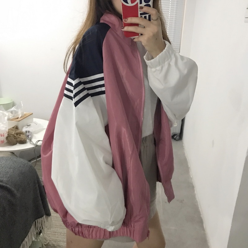 Herfst Vrouwen Casual Lente Mode Jas Punk College Harajuku Rits Losse Grote Maat Dunne Baseball Lange Mouw Jasje