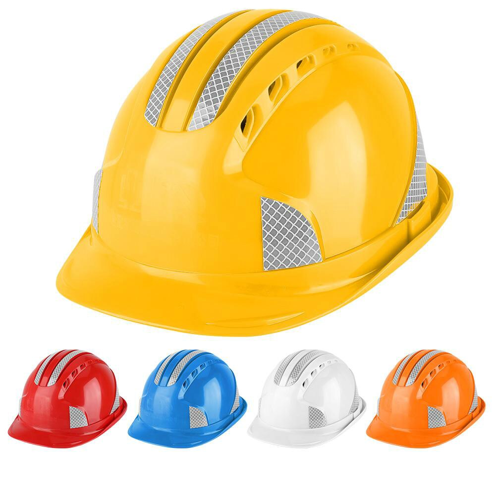 Veiligheidshelm Helm Werknemer Bouwplaats Beschermende Cap Ventileren Reflecterende Streep Veiligheid Helm Met Verstelbare Riem