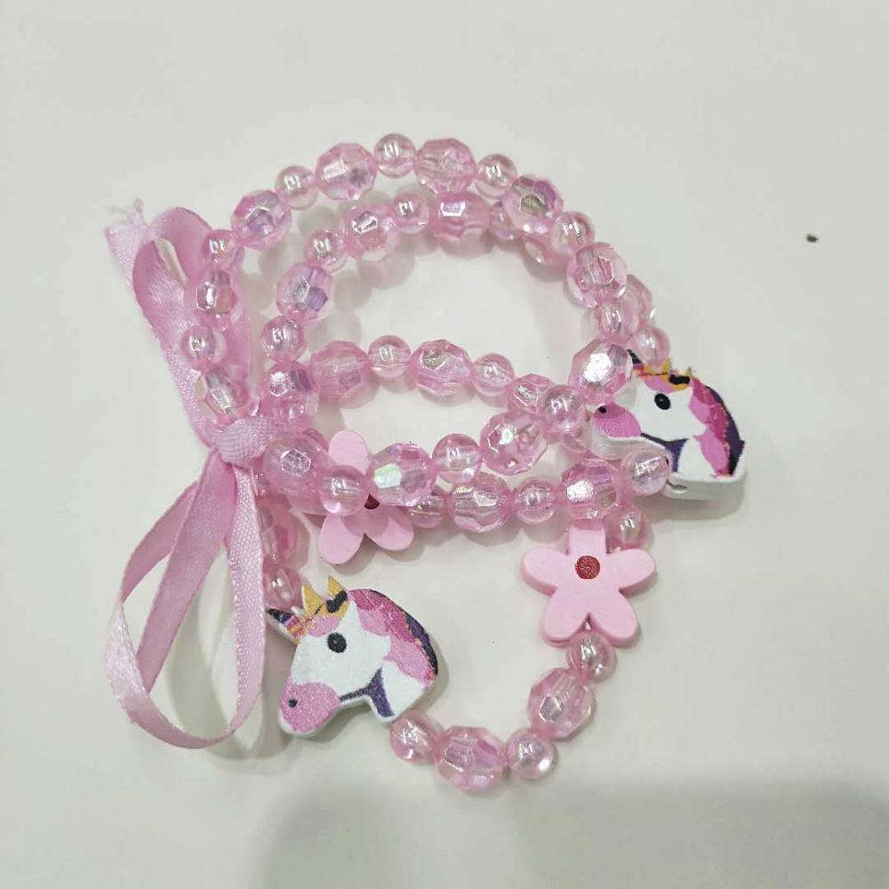 3pcs 12 estilo colorido animal bonito forma de flor pulseira de contas de madeira crianças brinquedo jóias menina menino presente conjunto: X00042