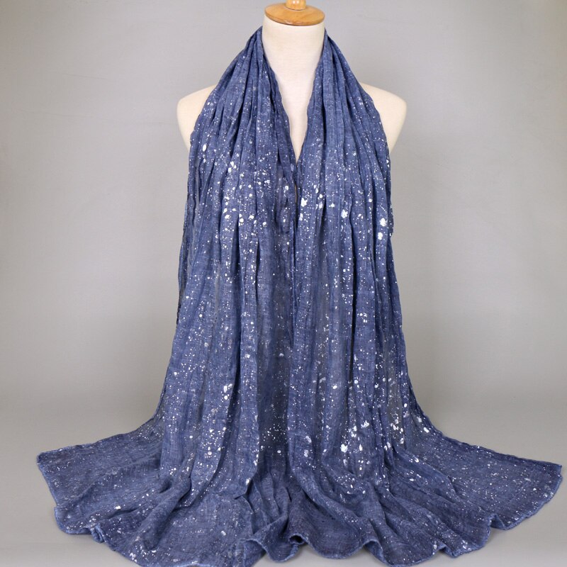 Damer almindelig shimmer sølv bomuld sjal tørklæde vinter bling zig zag oversize tyk wrap hijab muslim sjaal: 2